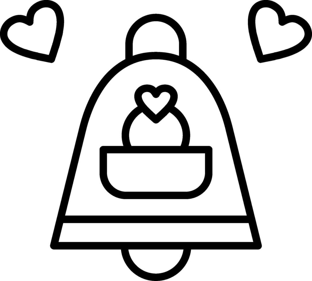 icône de ligne de cloches de mariage vecteur