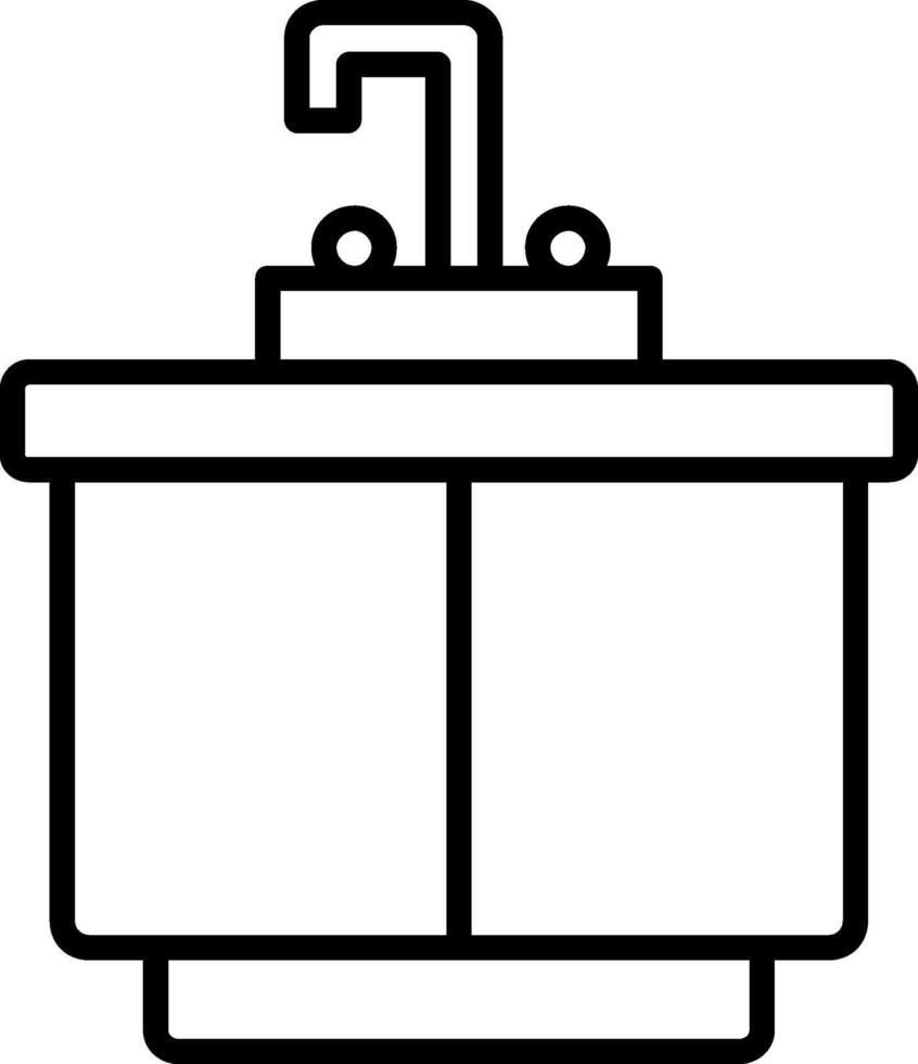 icône de ligne d'évier de cuisine vecteur