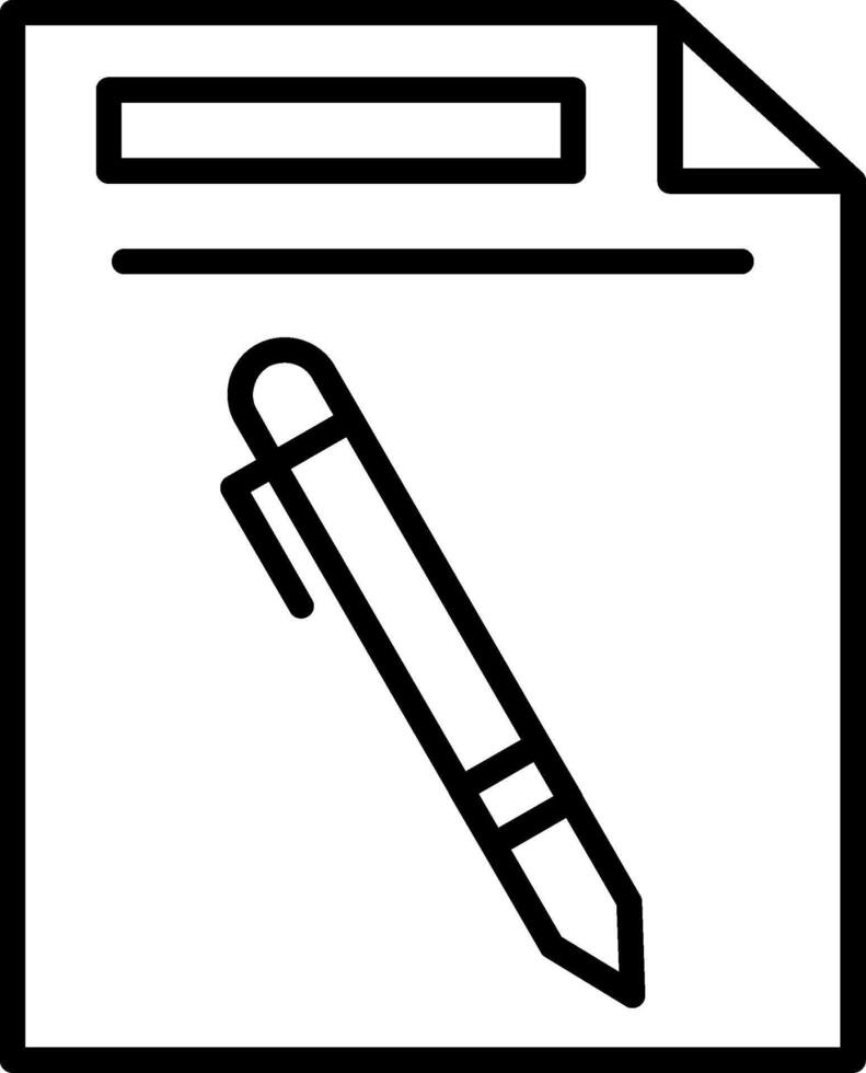 icône de ligne stylo et papier vecteur