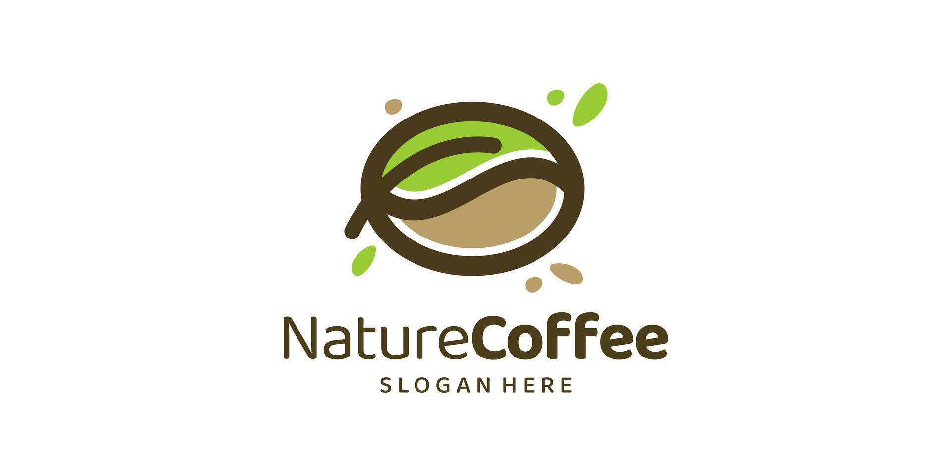 Naturel café logo conception modèle. feuille logo avec café des haricots logo conception graphique . symbole, icône, créatif. vecteur