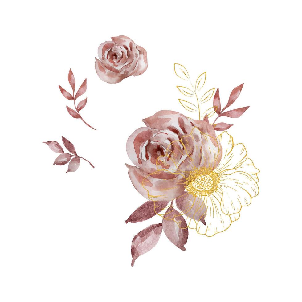 aquarelle ensemble de bouquets foncé des roses vecteur