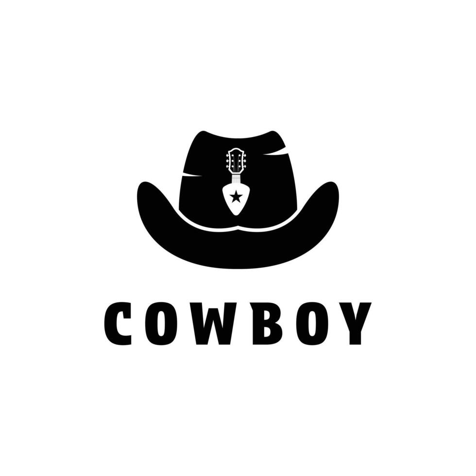 cow-boy chapeau guitare logo conception concept idée vecteur