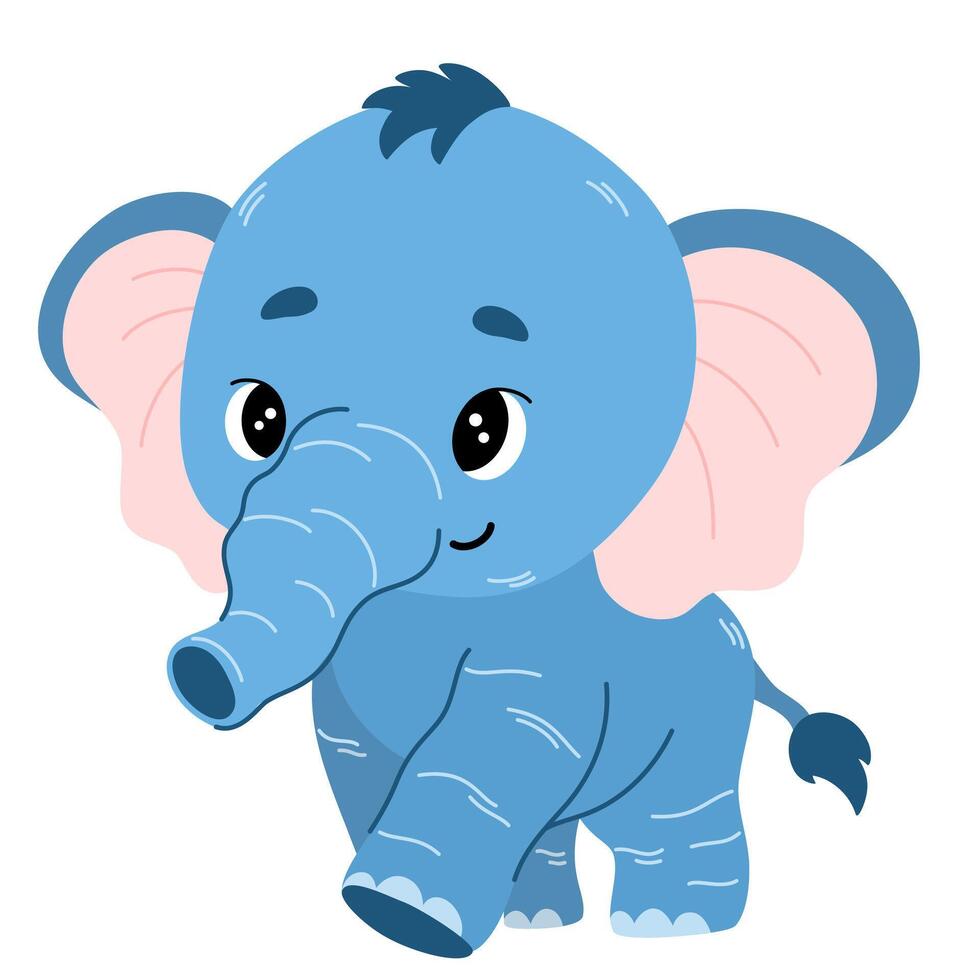 mignonne dessin animé l'éléphant. puéril illustration plat style. pour affiche, salutation carte, bébé conception. vecteur