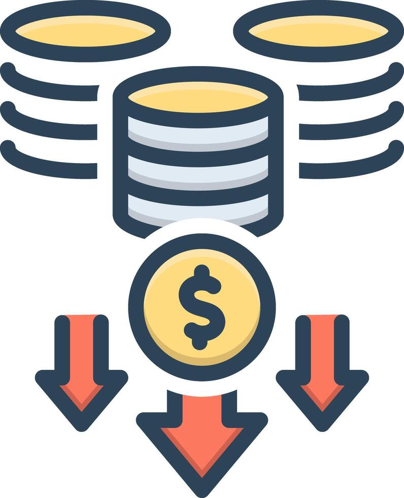 Couleur icône pour réduire les dépenses vecteur