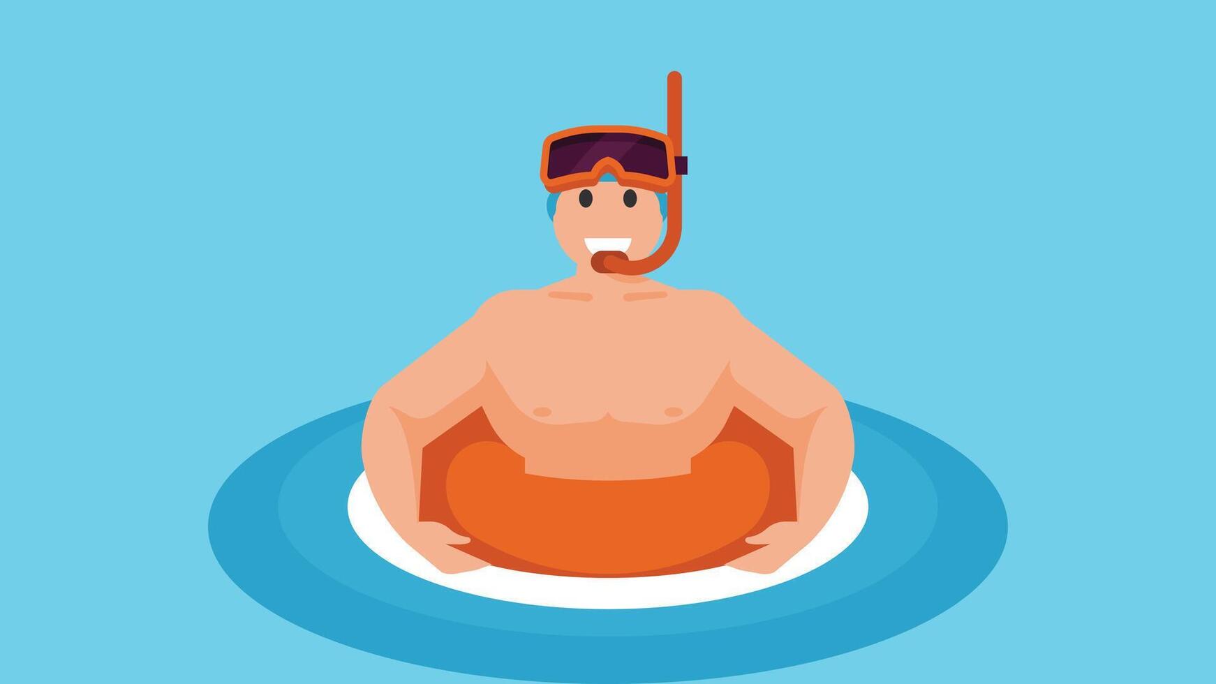 la personne avec gonflable bague nager dans le bassin ou océan illustration vecteur
