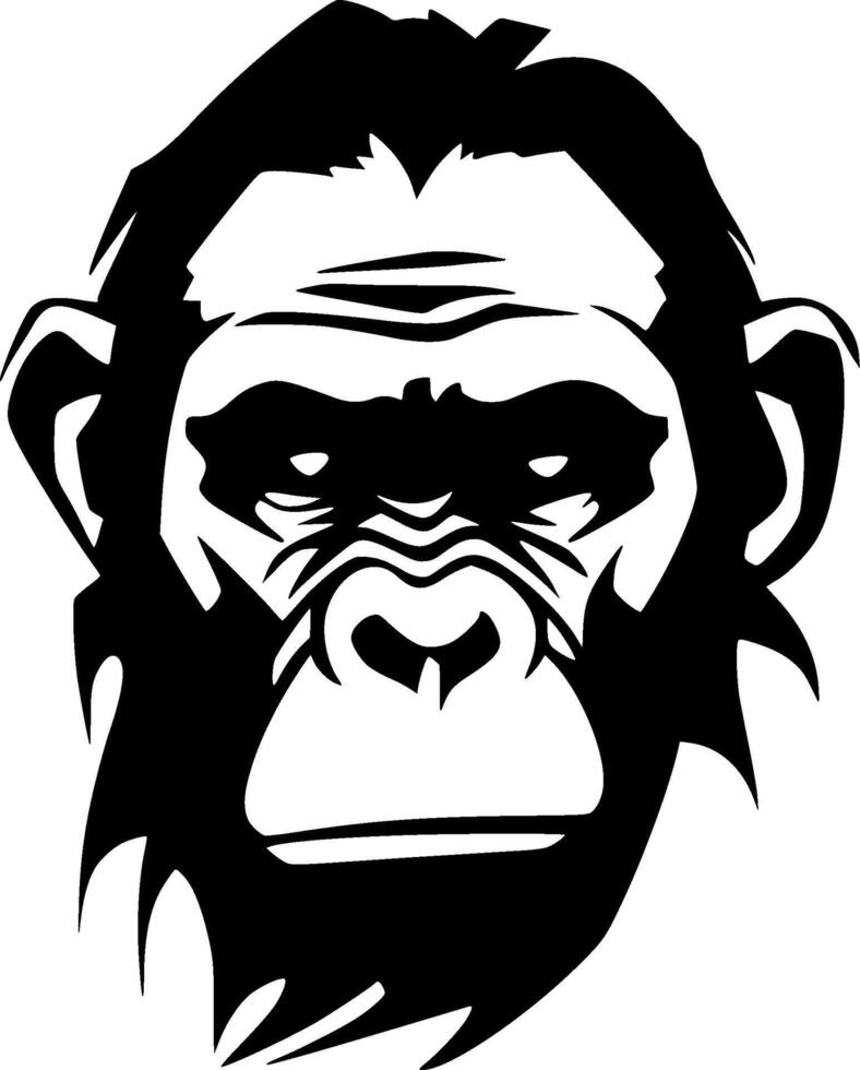 chimpanzé - noir et blanc isolé icône - illustration vecteur
