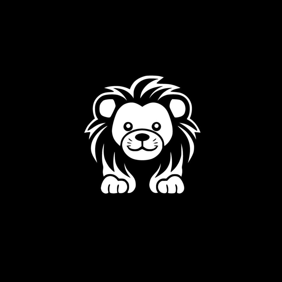 Lion bébé - minimaliste et plat logo - illustration vecteur