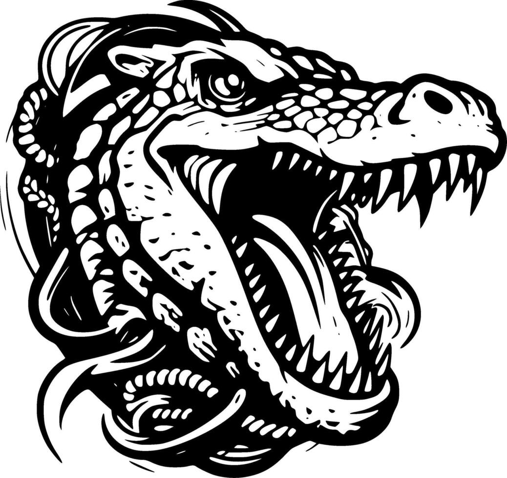 alligator, noir et blanc illustration vecteur