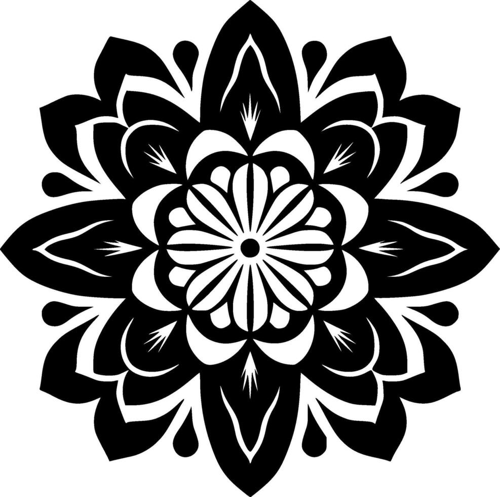 mandala - noir et blanc isolé icône - illustration vecteur