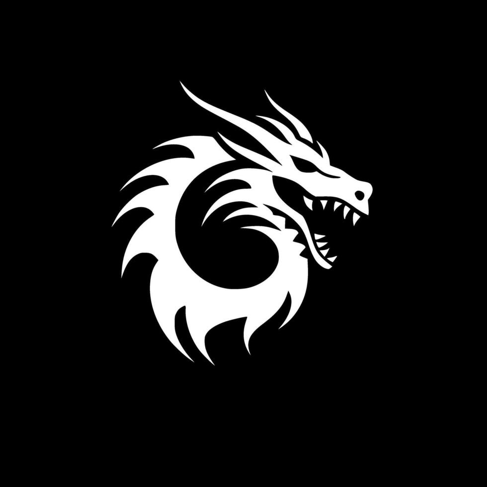 dragon - noir et blanc isolé icône - illustration vecteur