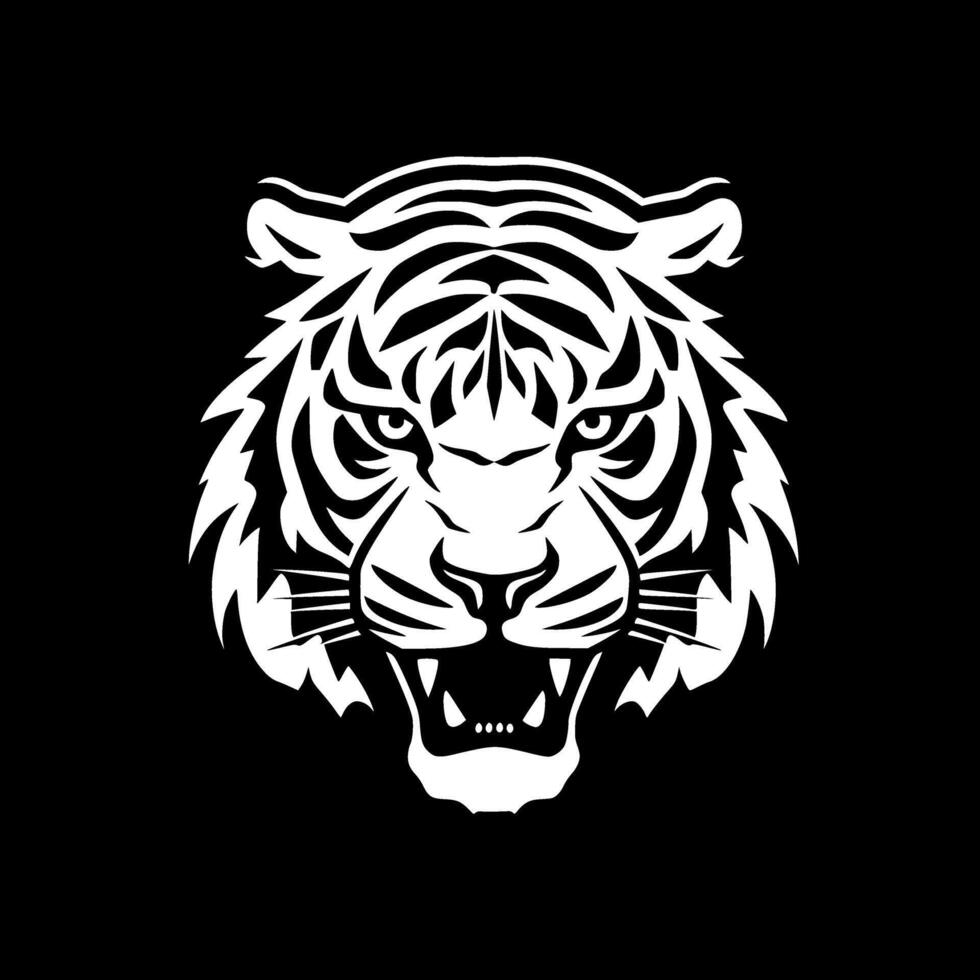 tigre - noir et blanc isolé icône - illustration vecteur