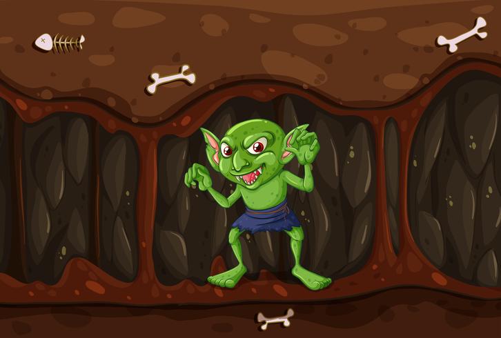 Gobelin dans la grotte mystérieuse vecteur