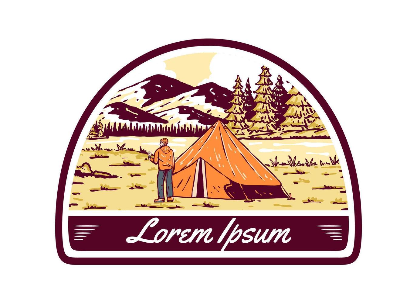 rivière côté camping. ancien Extérieur illustration badge vecteur