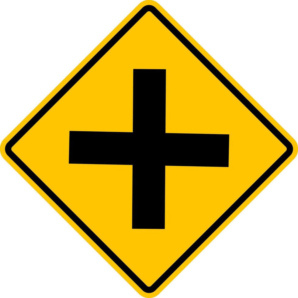 équivalent route intersection signe. Jaune diamant en forme de avertissement route signe. diamant route signe. rhombe route signe. carrefour avec similaire routes. vecteur