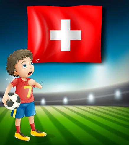 drapeau suisse et footballeur vecteur