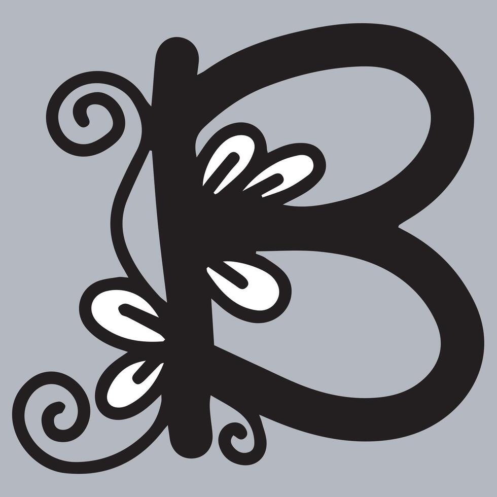 alphabet b. floral ornemental alphabet, initiale lettre b. éducation et amusement pour enfants. vecteur