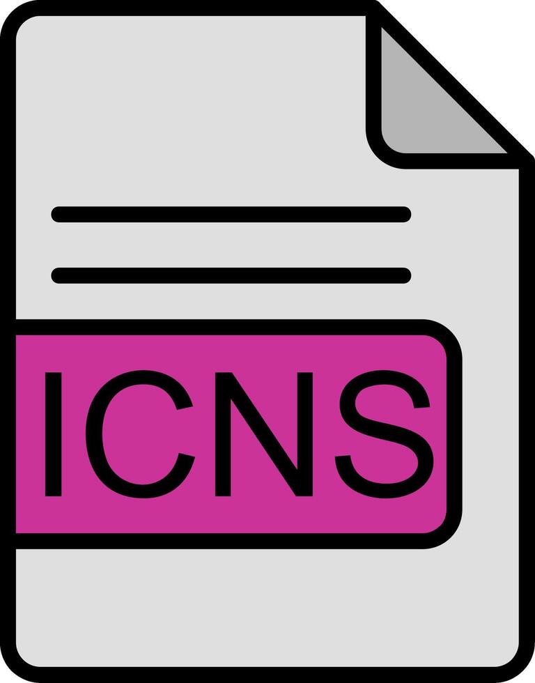 icns fichier format ligne rempli icône vecteur