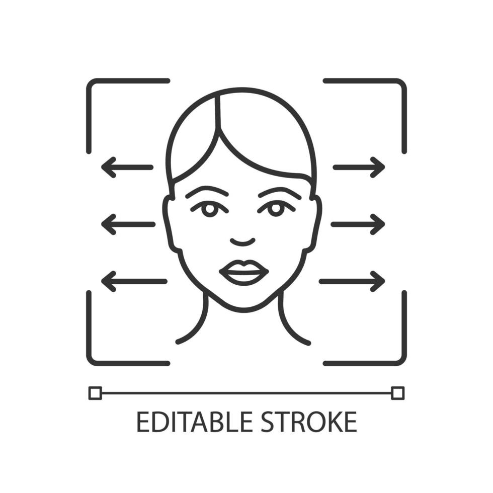 icône linéaire de lecteur de reconnaissance faciale. alignement de  numérisation d'identification de visage. illustration de