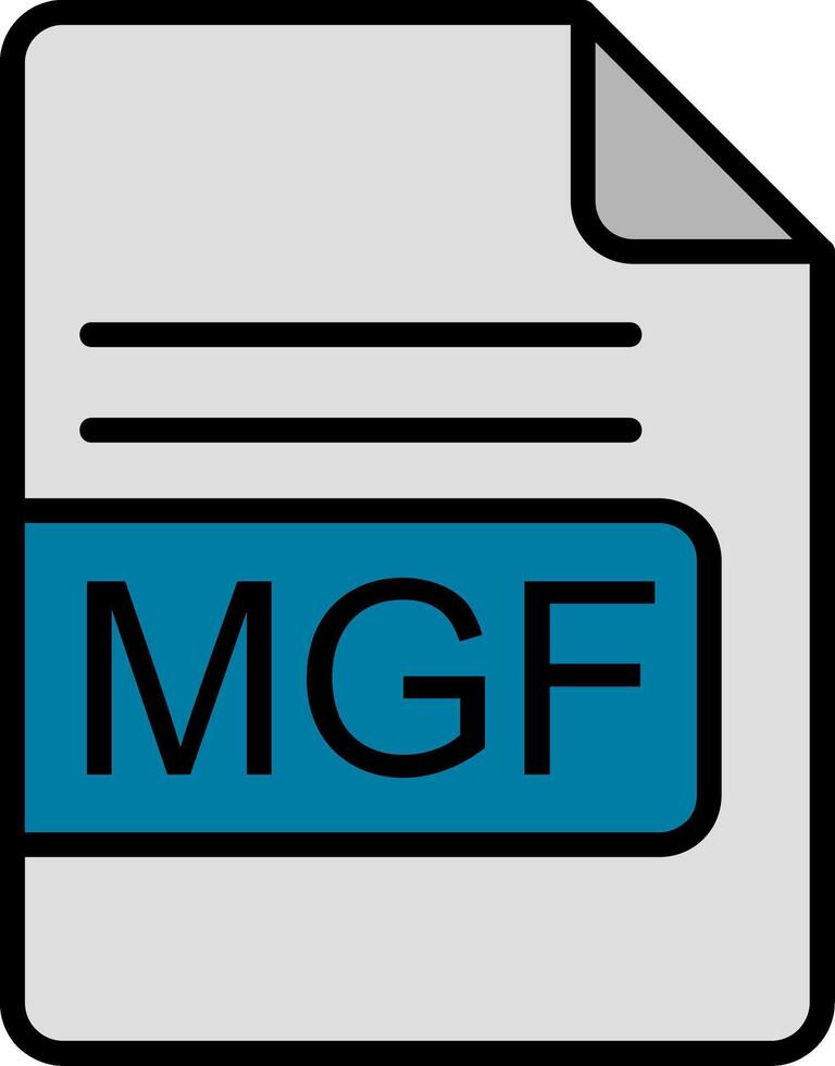 mgf fichier format ligne rempli icône vecteur