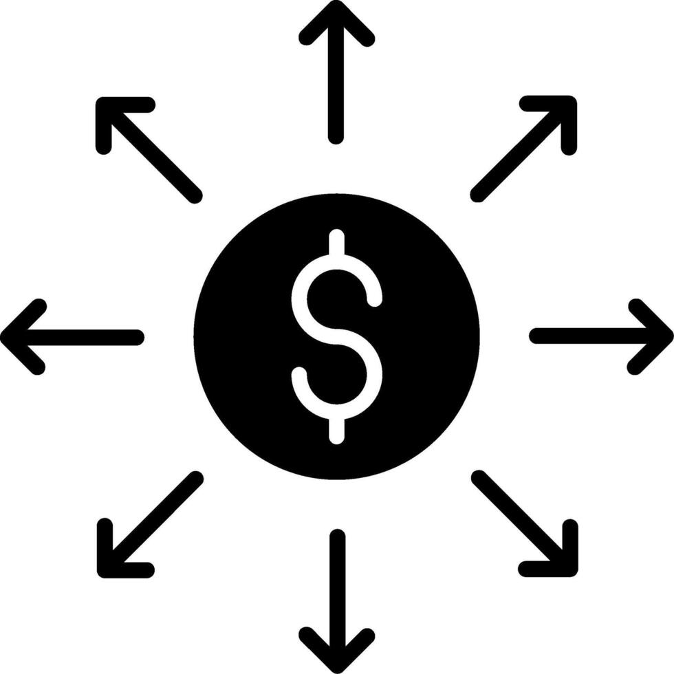 dollar réseau glyphe icône vecteur