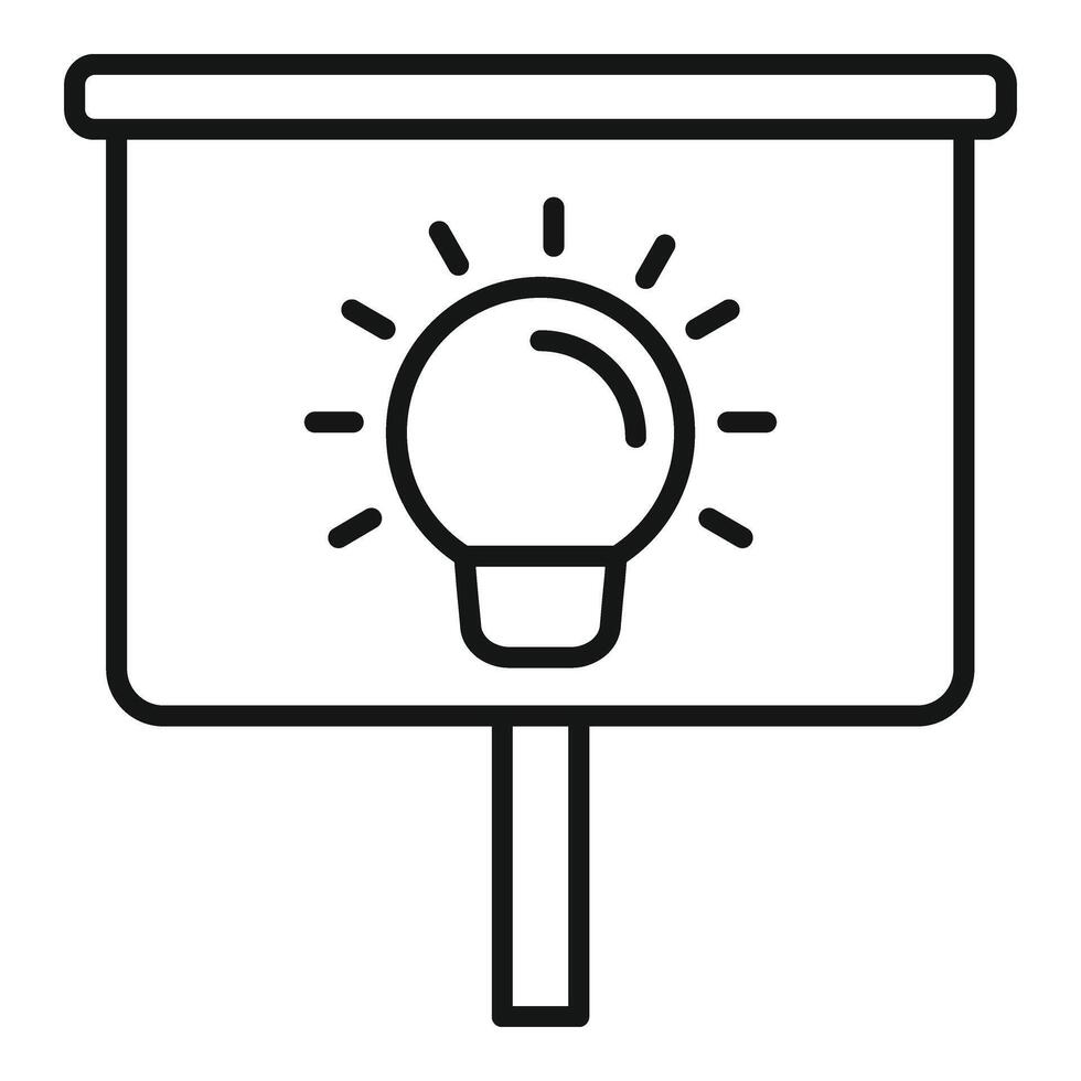 Nouveau idée ampoule sur bannière icône contour . réunion présentation vecteur
