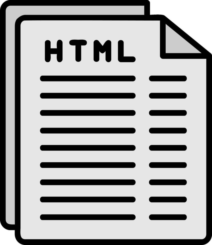 html fichier ligne rempli icône vecteur