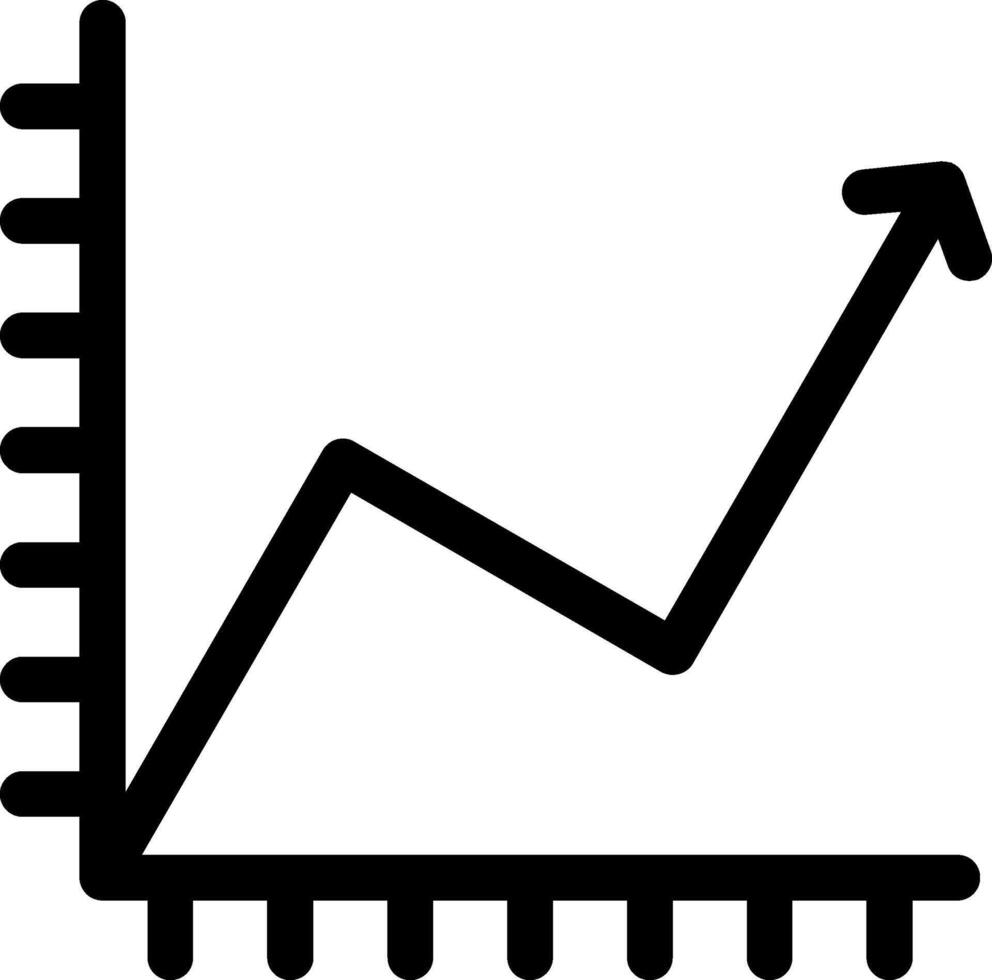 icône de glyphe de graphique en courbes vecteur