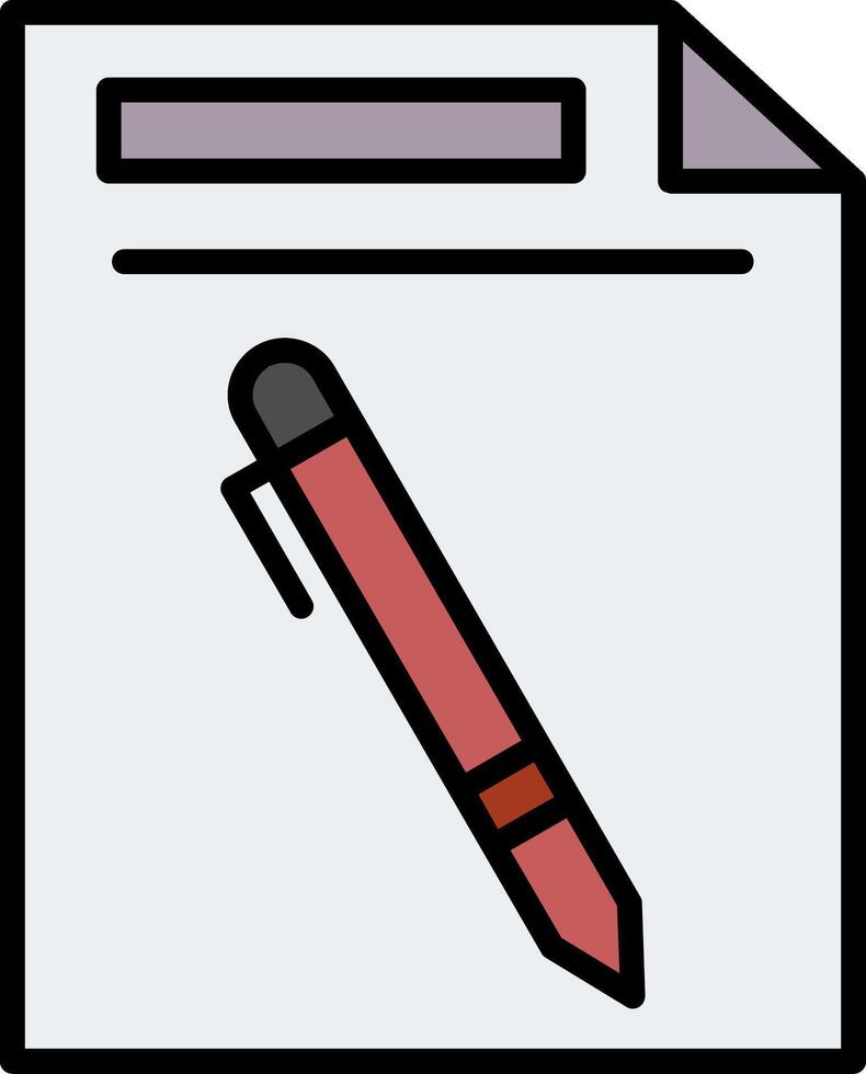 stylo et papier ligne rempli icône vecteur