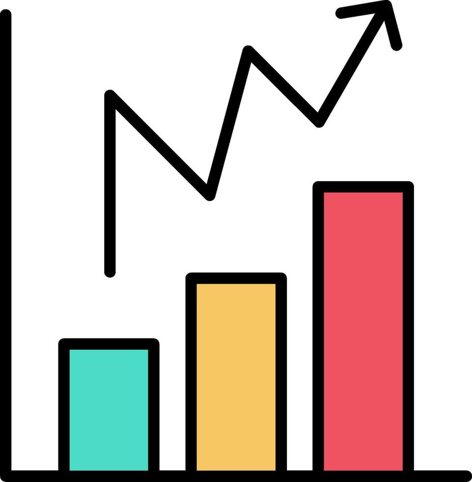 statistique graphique ligne rempli icône vecteur