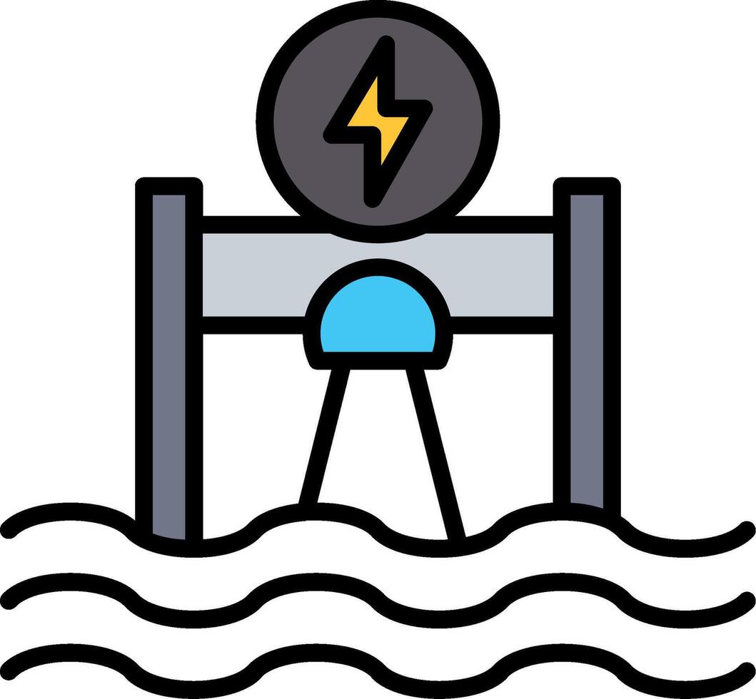 hydroélectricité ligne rempli icône vecteur