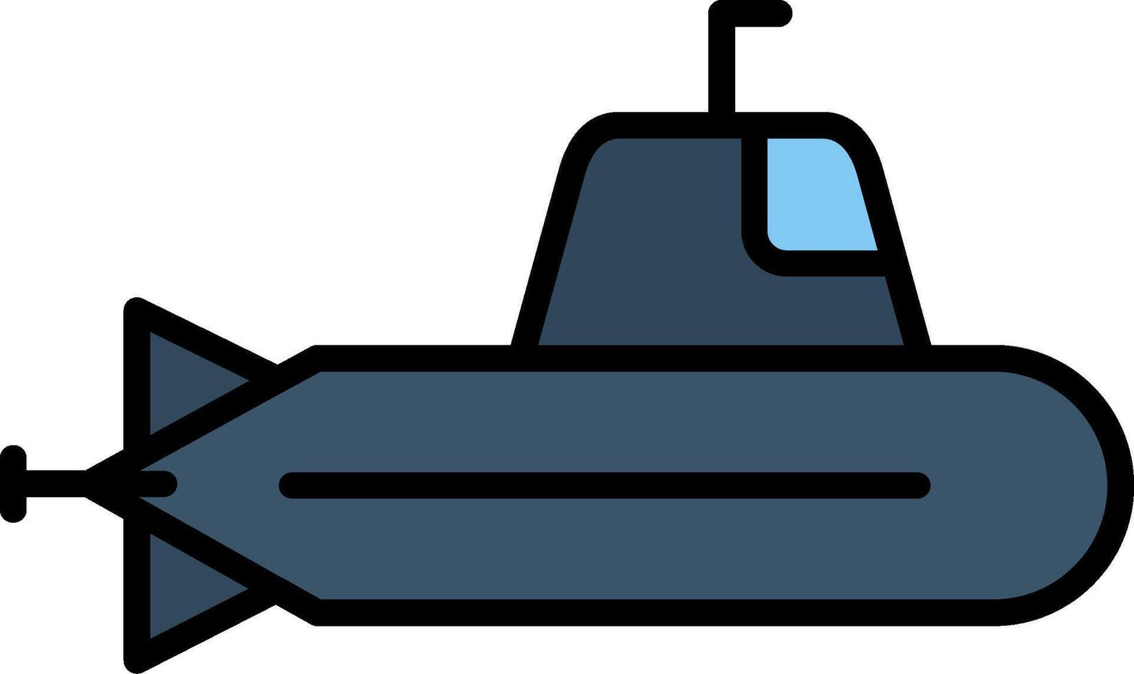 icône remplie de ligne sous-marine vecteur