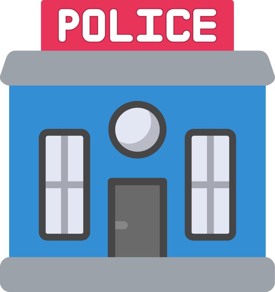 icône plate du poste de police vecteur