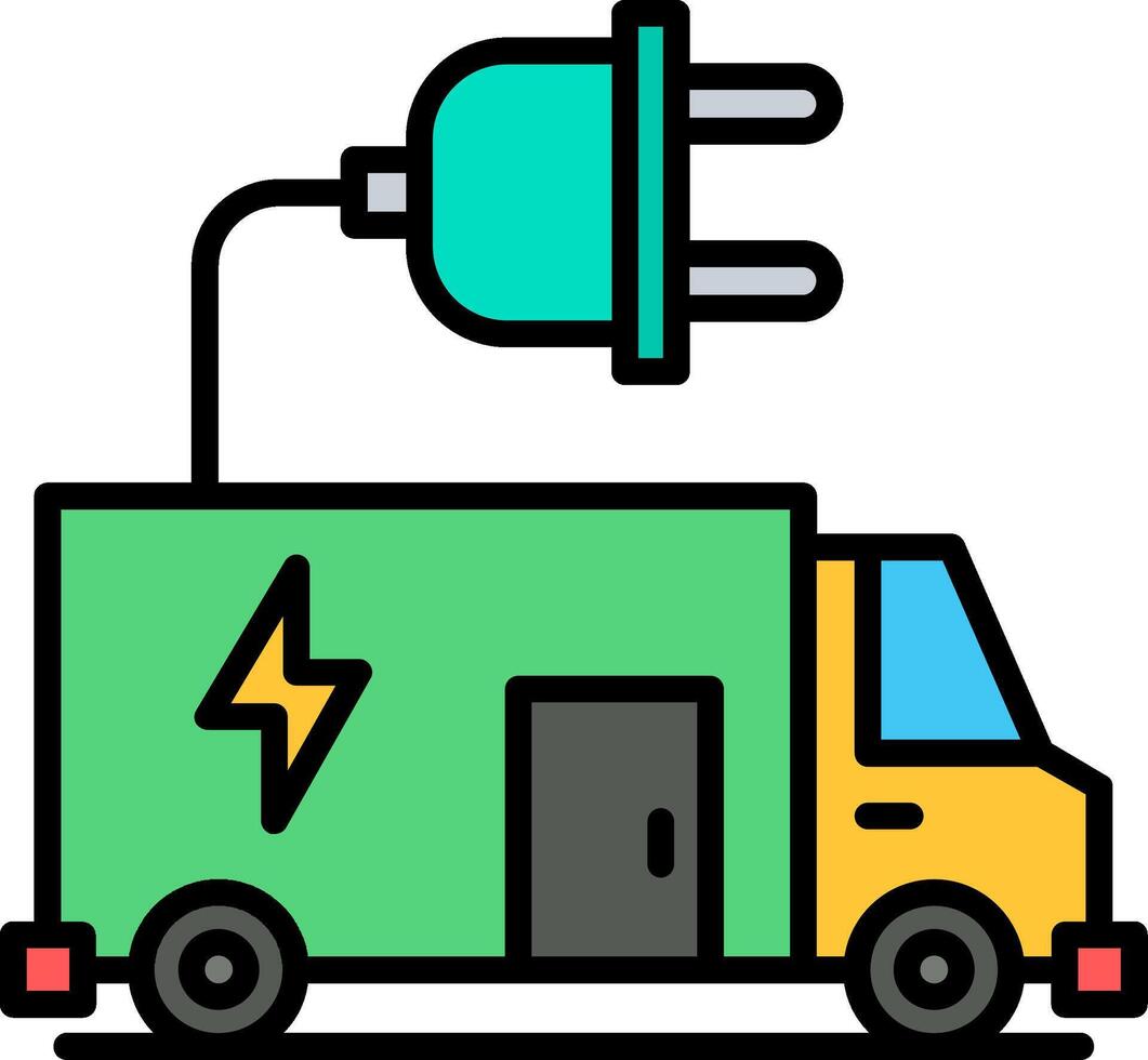 électrique véhicule ligne rempli icône vecteur