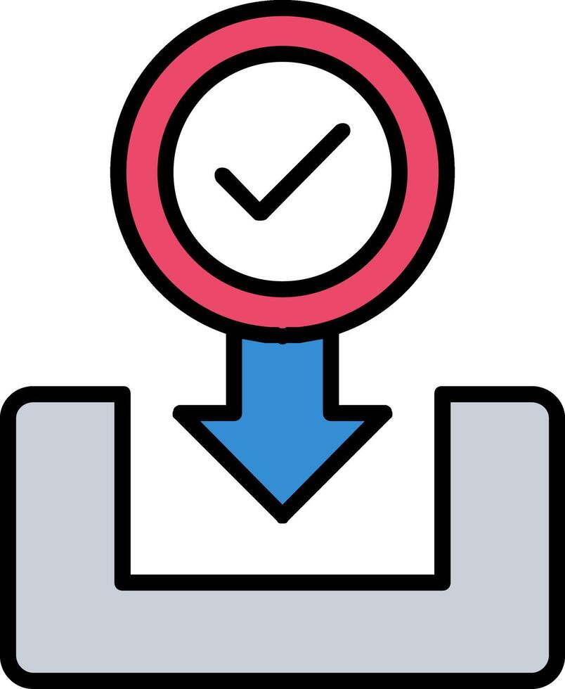 icône remplie de ligne de téléchargement vecteur