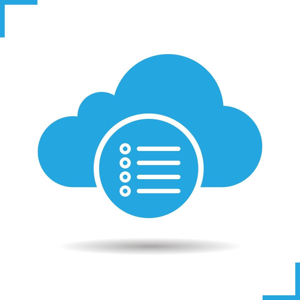 icône des options de stockage en nuage. symbole de silhouette d'ombre portée. Cloud computing. espace négatif. illustration vectorielle isolée vecteur