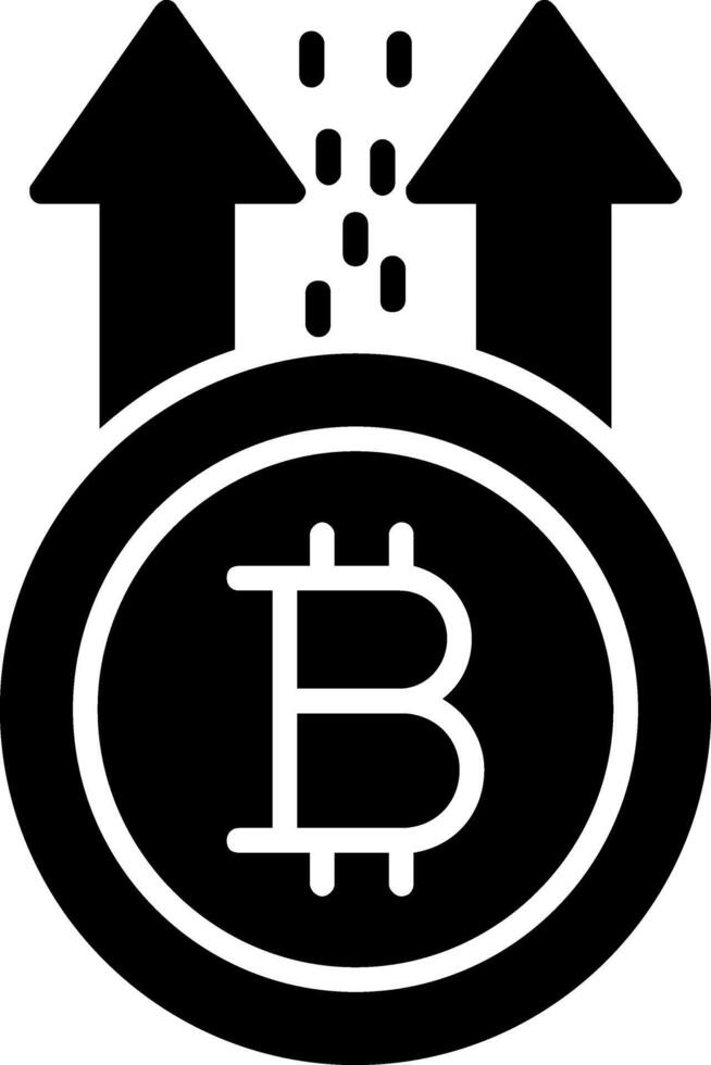 bitcoin monter glyphe icône vecteur