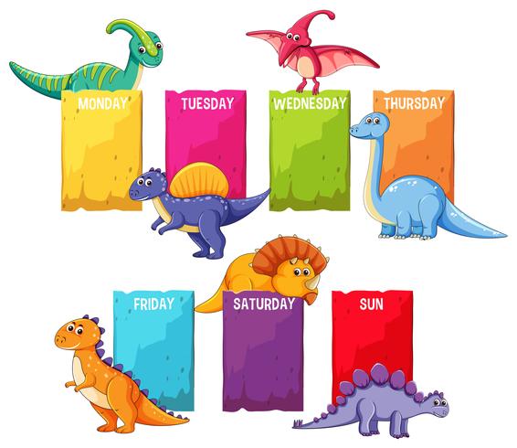 Dino sur le modèle de calendrier vecteur