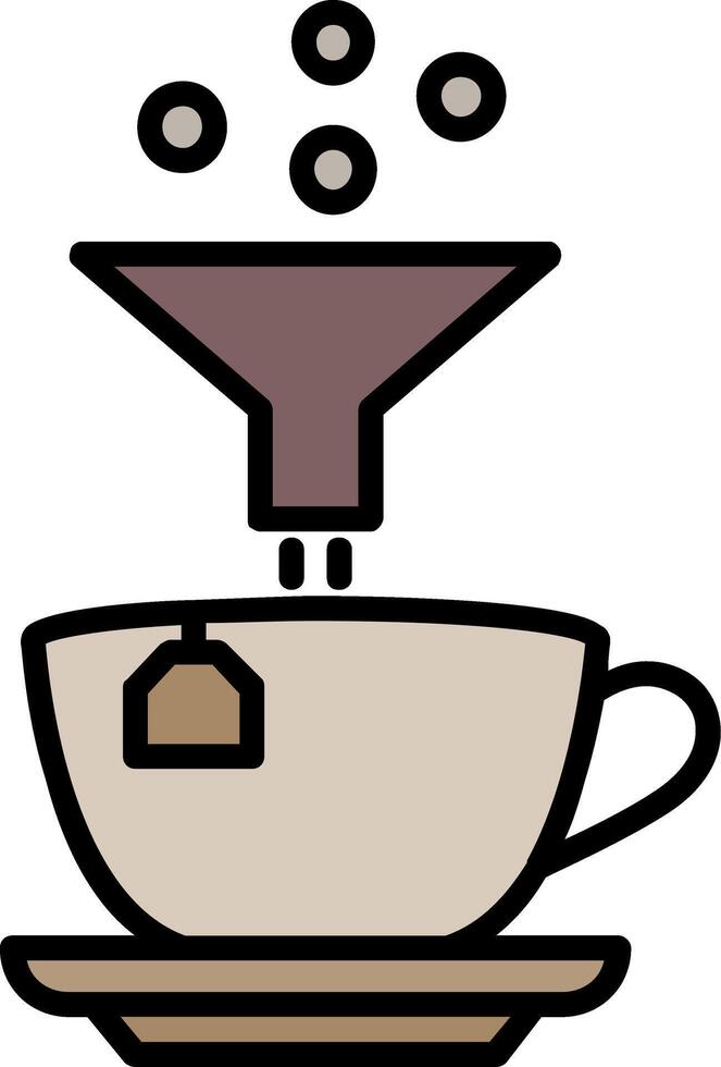café filtre ligne rempli icône vecteur