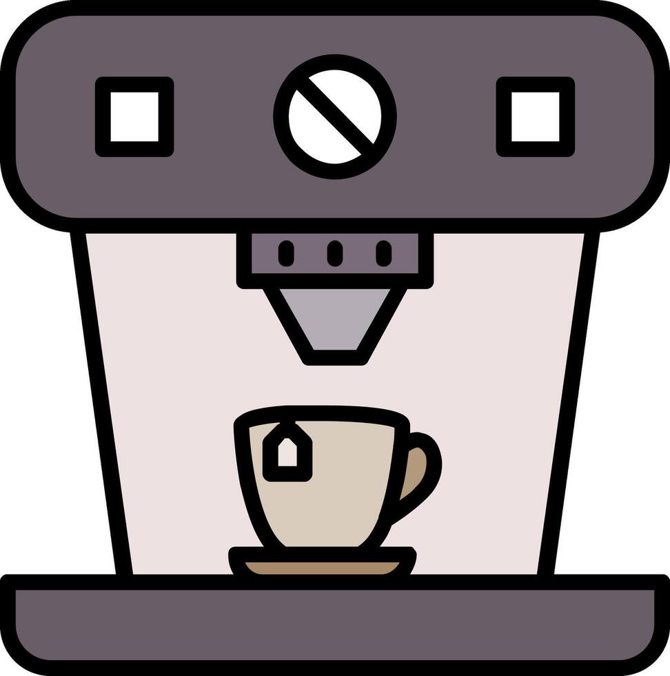 icône remplie de ligne de machine à café vecteur