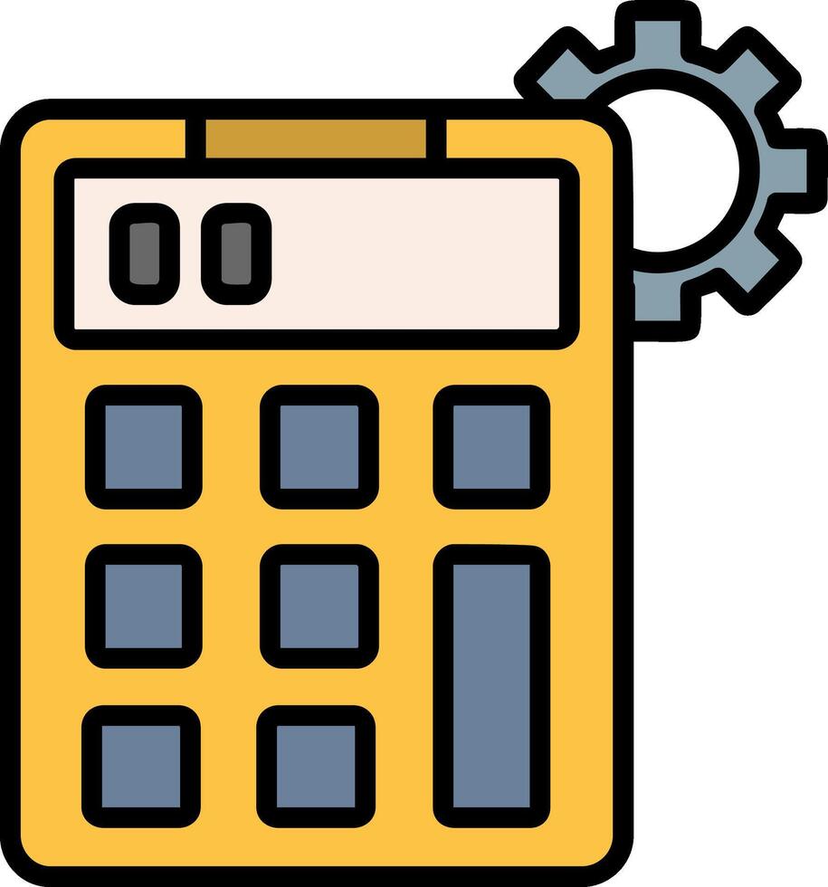 icône remplie de ligne de calculatrice vecteur