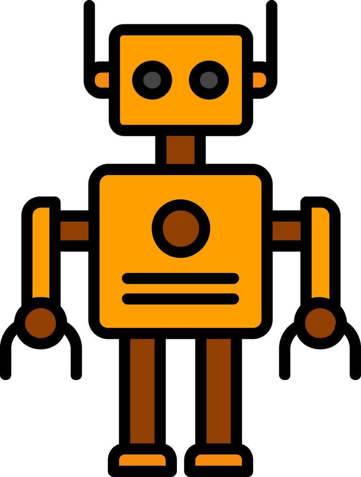 robot ligne rempli icône vecteur