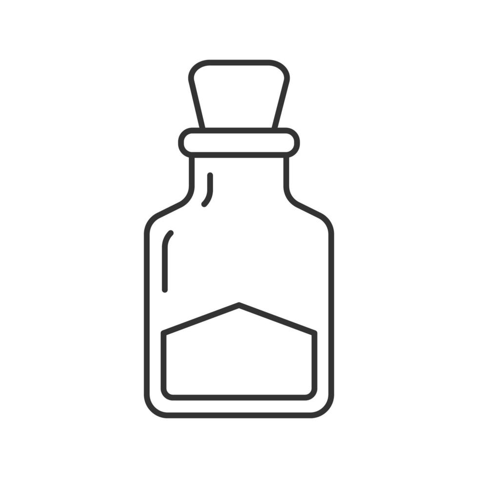 icône linéaire de sel de mer. illustration de la ligne mince. symbole de contour de bouteille de potion magique. dessin de contour isolé de vecteur