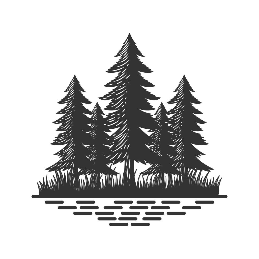 rustique pin à feuilles persistantes cèdre cyprès mélèze conifère conifère sapin des arbres forêt logo conception vecteur