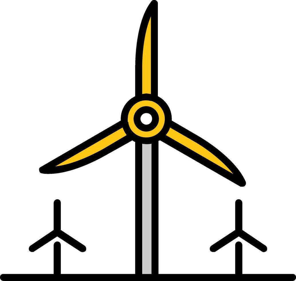 turbine énergie ligne rempli icône vecteur