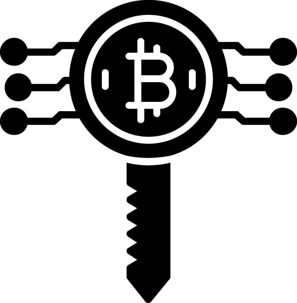 bitcoin clé glyphe icône vecteur