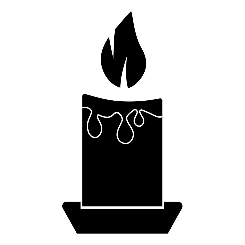 icône de bougie. bougie avec des flammes brûlantes de décoration de mariage de paraffine de cire beige. icône de glyphe vecteur