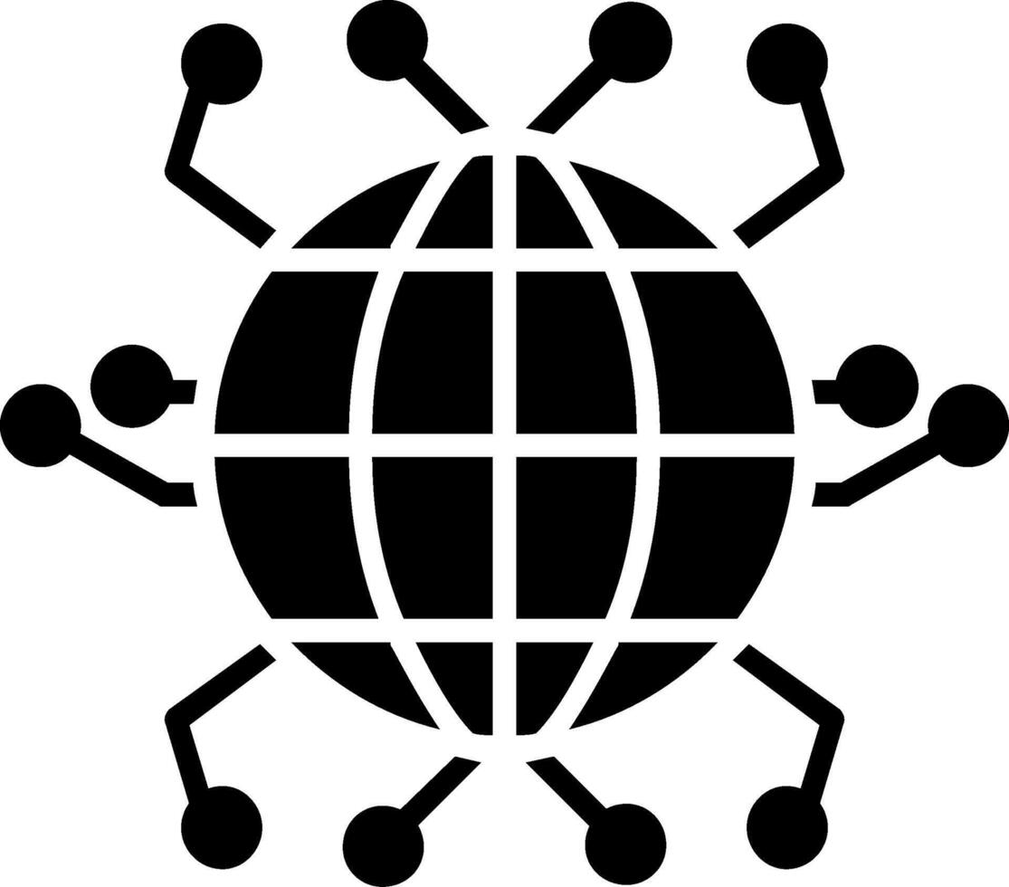 global la mise en réseau glyphe icône vecteur