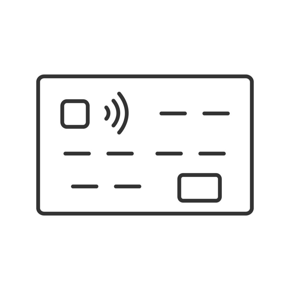 icône linéaire de carte de crédit. illustration de la ligne mince. paiement sans espèces. symbole de contour. dessin de contour isolé de vecteur