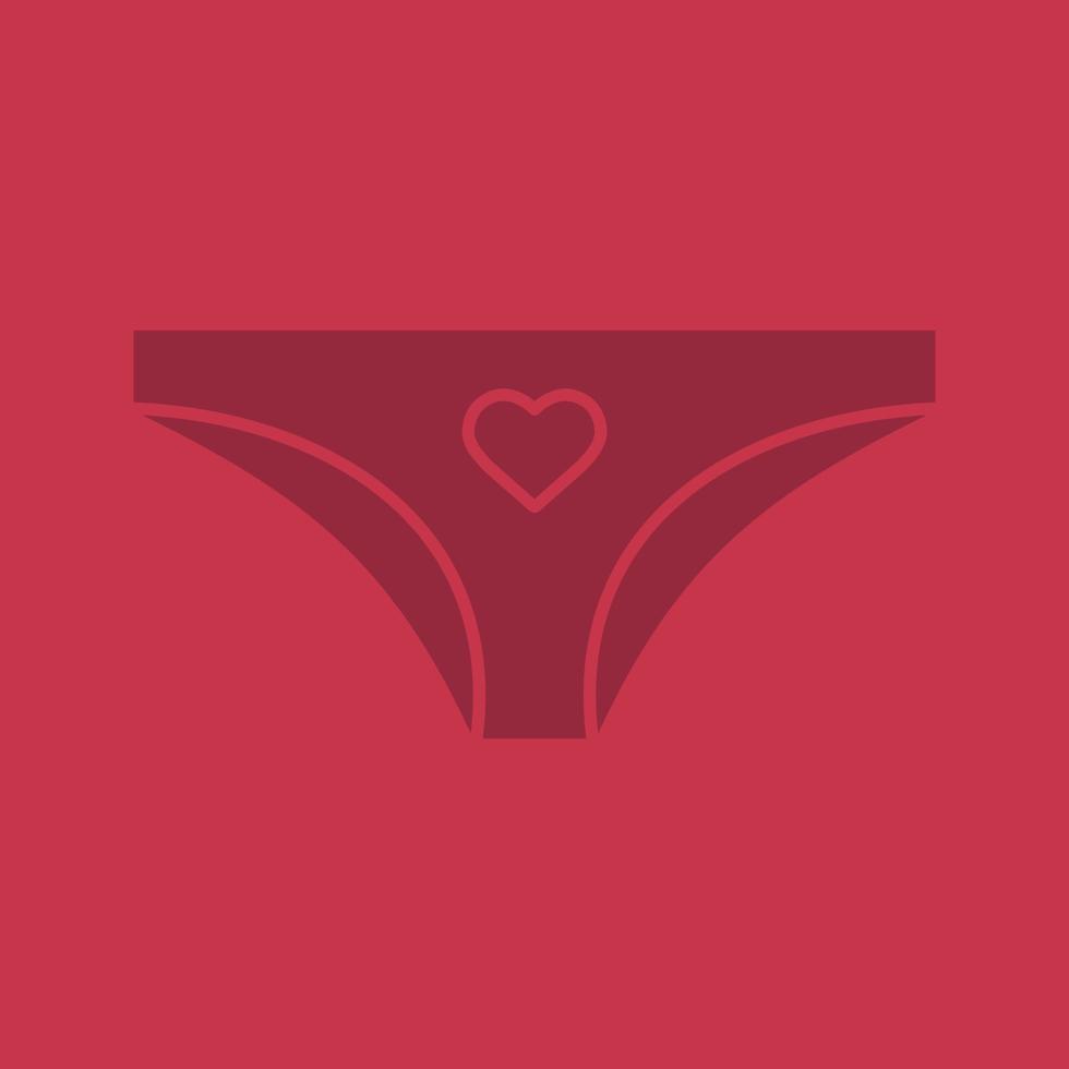 icône de couleur de glyphe de culotte. symbole de silhouette. culotte pour femme en forme de coeur. espace négatif. illustration vectorielle isolée vecteur