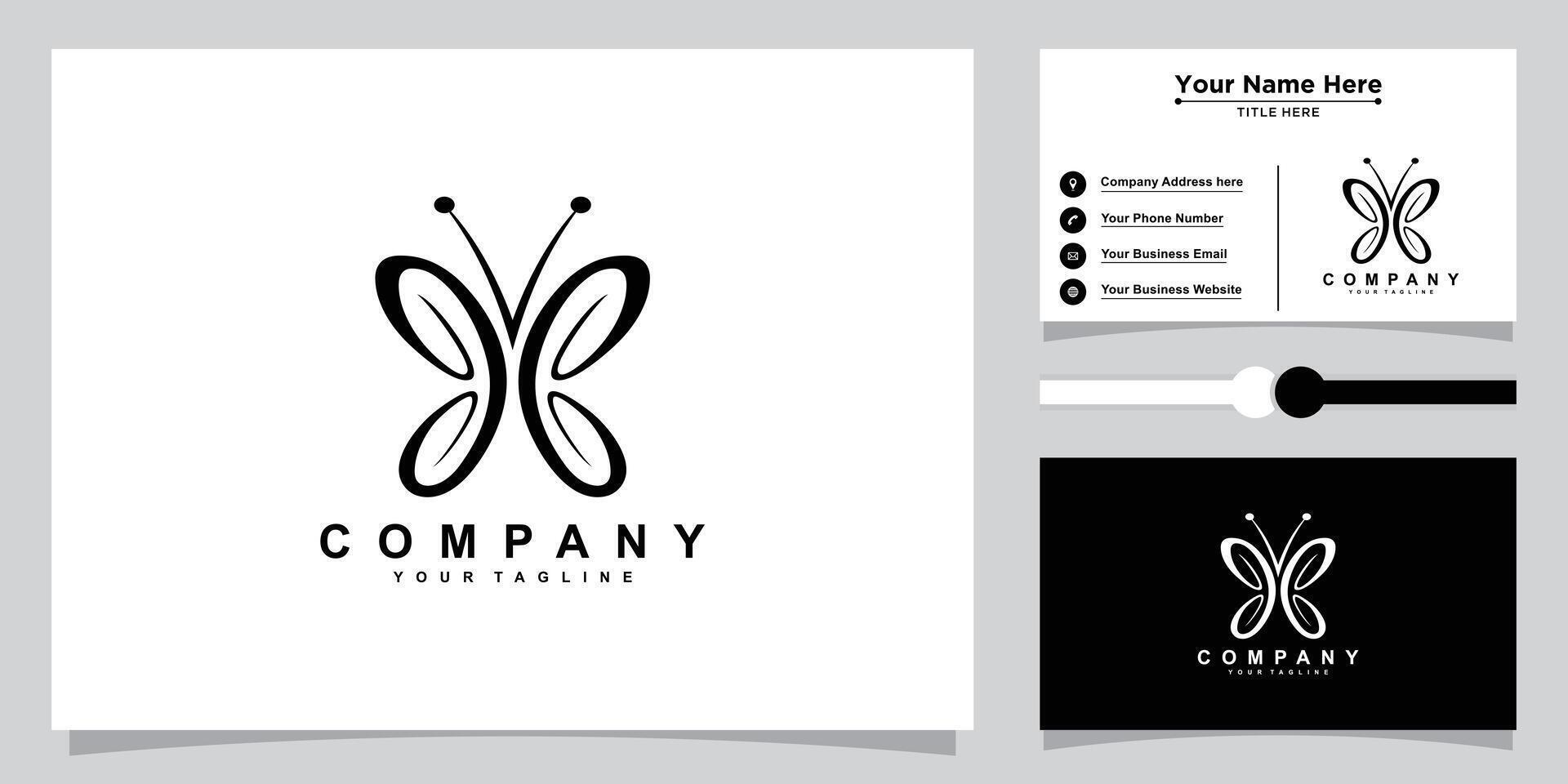 papillon logo. luxe ligne logotype conception. papillon symbole. illustration vecteur